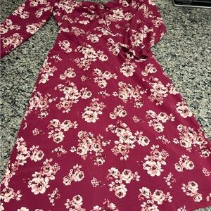 Lily Rose Burgundy Floral Long Sleeve Dress